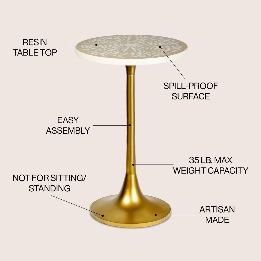 Brook 25" Modern Bohemian Metal/Resin Inlay Top End Table