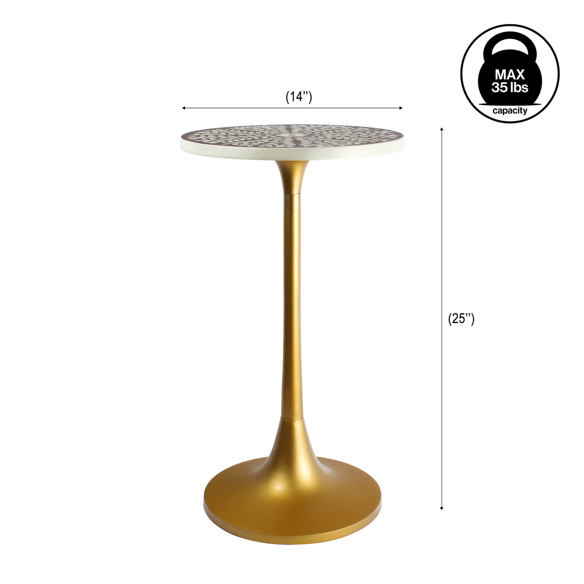 Brook 25" Modern Bohemian Metal/Resin Inlay Top End Table