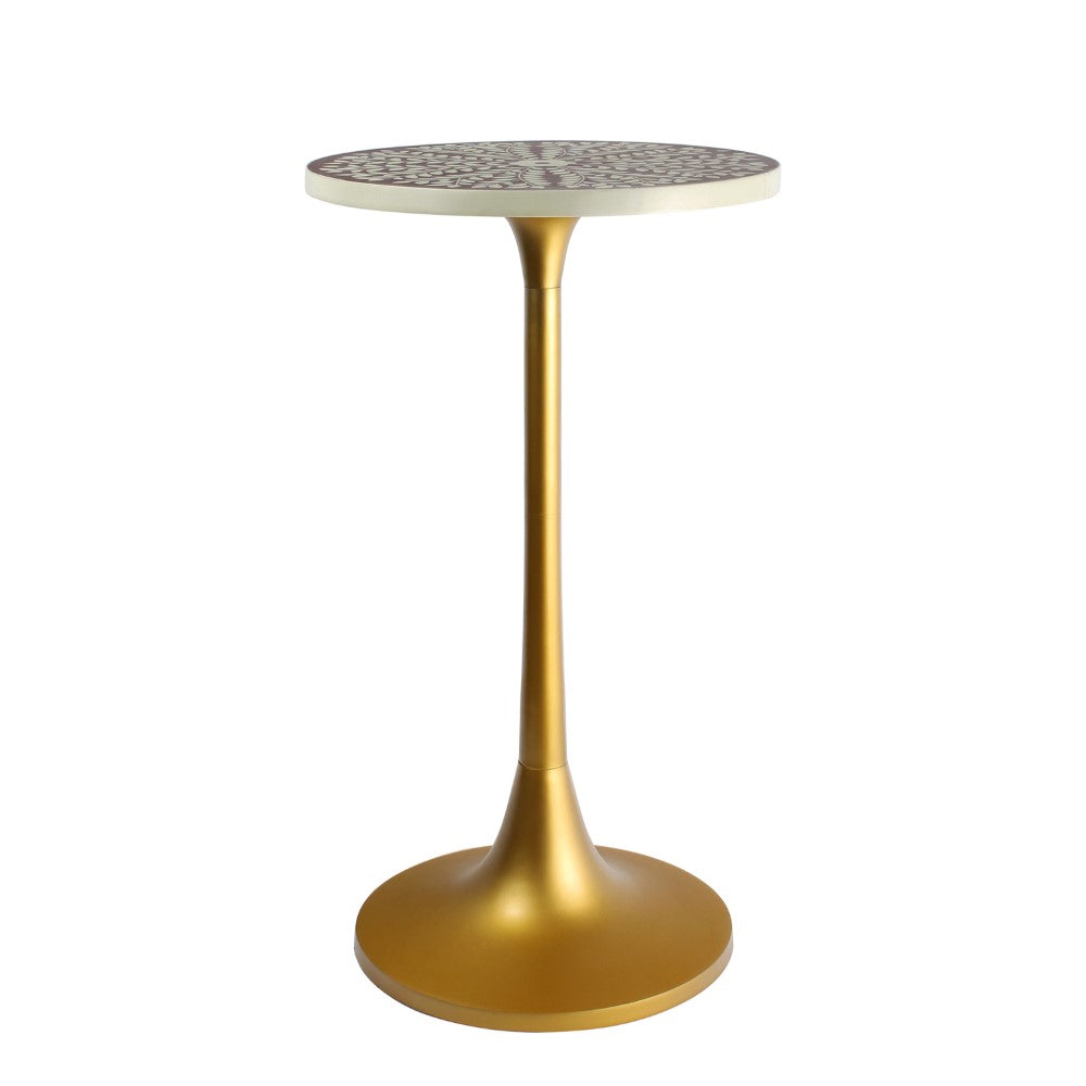 Brook 25" Modern Bohemian Metal/Resin Inlay Top End Table