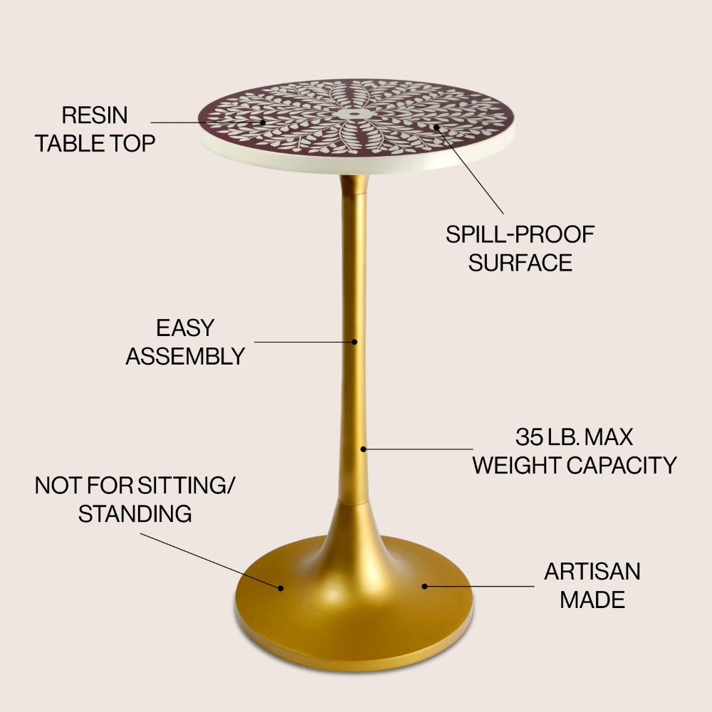 Brook 25" Modern Bohemian Metal/Resin Inlay Top End Table