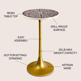 Brook 25" Modern Bohemian Metal/Resin Inlay Top End Table