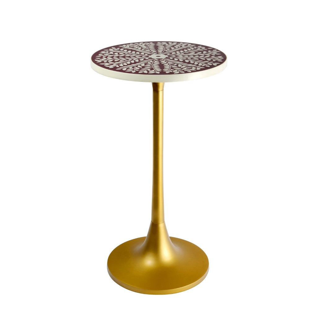 Brook 25" Modern Bohemian Metal/Resin Inlay Top End Table