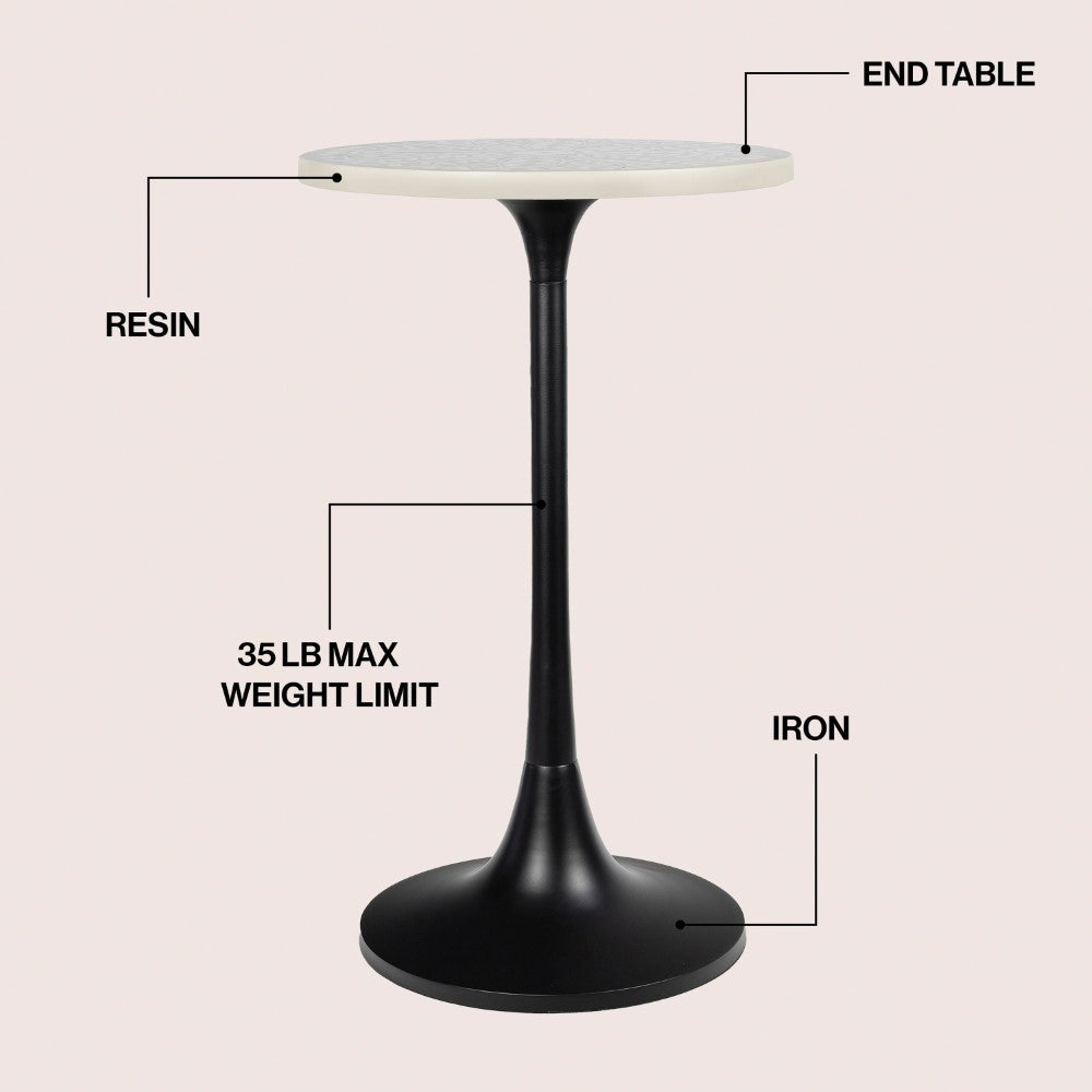 Brook 25" Modern Bohemian Metal/Resin Inlay Top End Table
