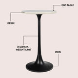 Brook 25" Modern Bohemian Metal/Resin Inlay Top End Table