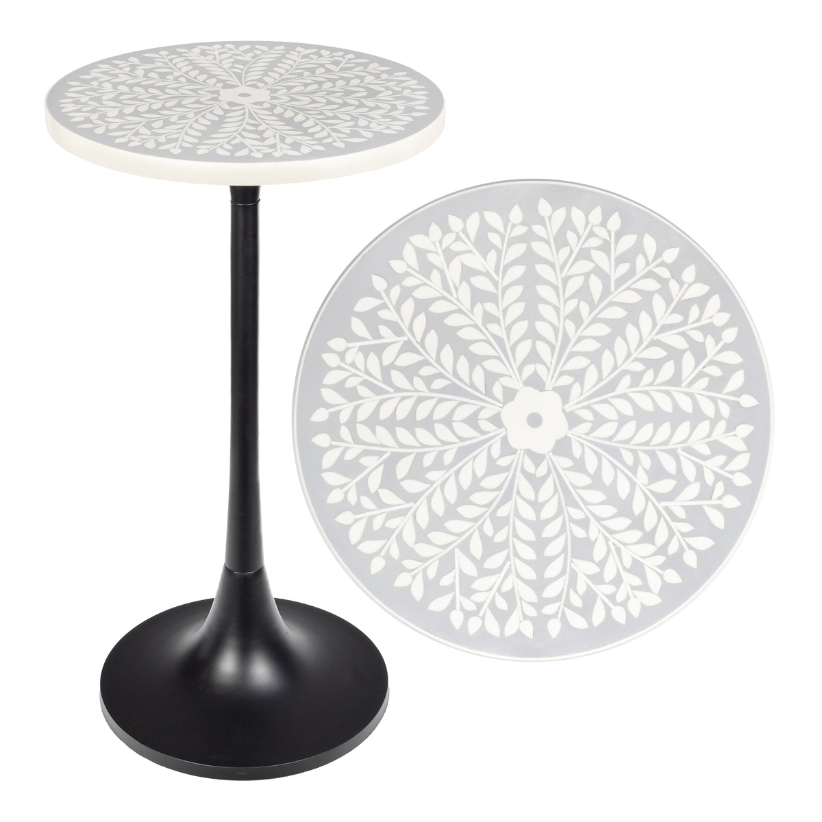 Brook 25" Modern Bohemian Metal/Resin Inlay Top End Table