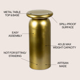 Glen 22.75" Mid-Century Modern Metal Sleek Cylinder Drink Table
