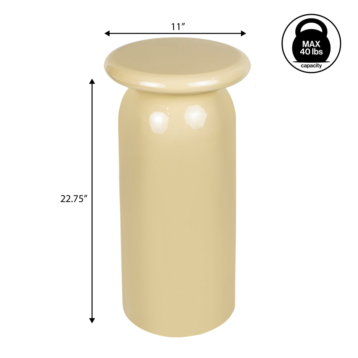 Glen 22.75" Mid-Century Modern Metal Sleek Cylinder Drink Table
