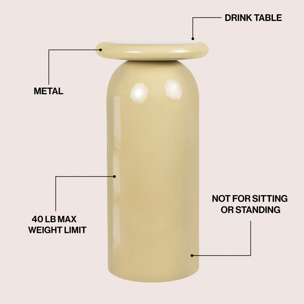 Glen 22.75" Mid-Century Modern Metal Sleek Cylinder Drink Table