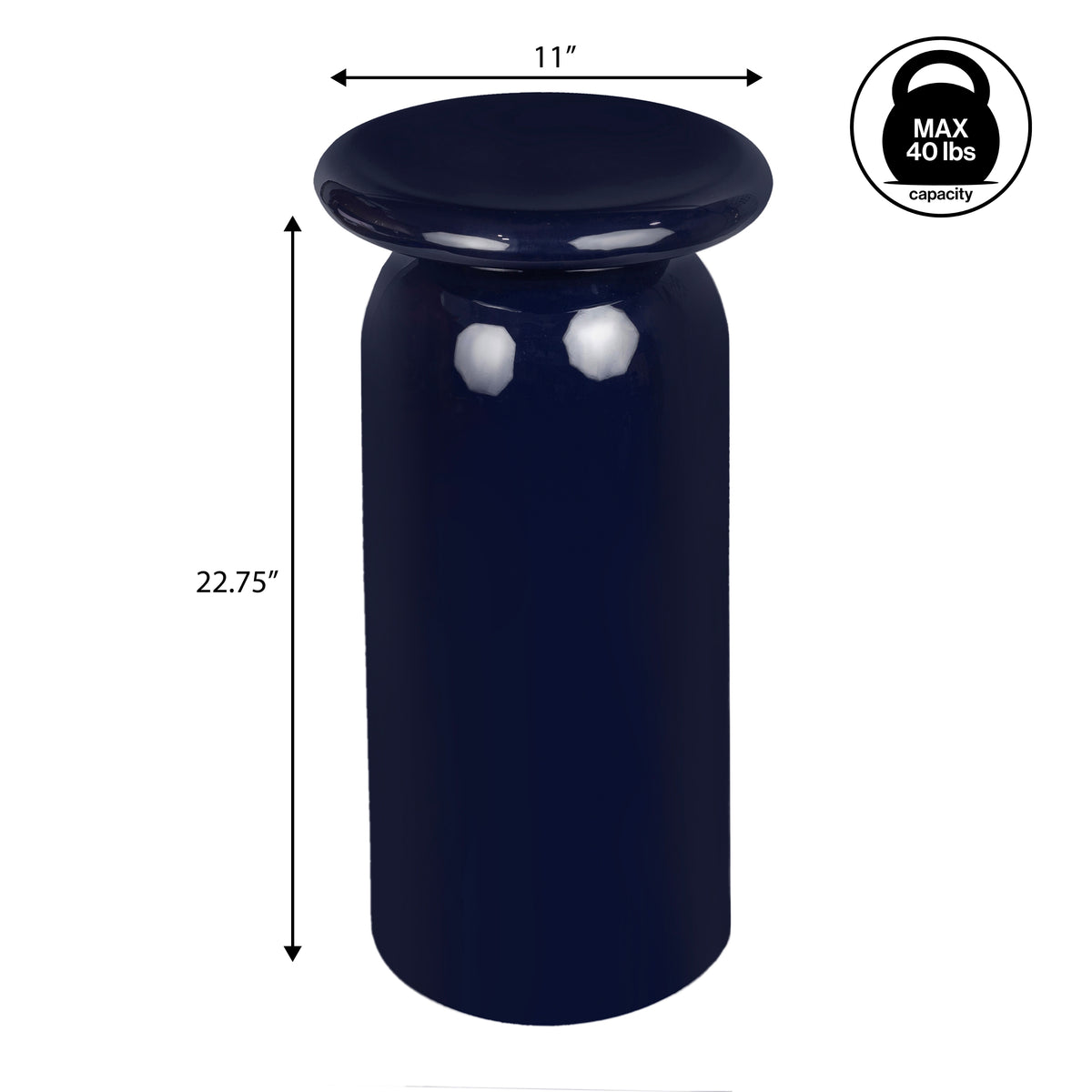 Glen 22.75" Mid-Century Modern Metal Sleek Cylinder Drink Table