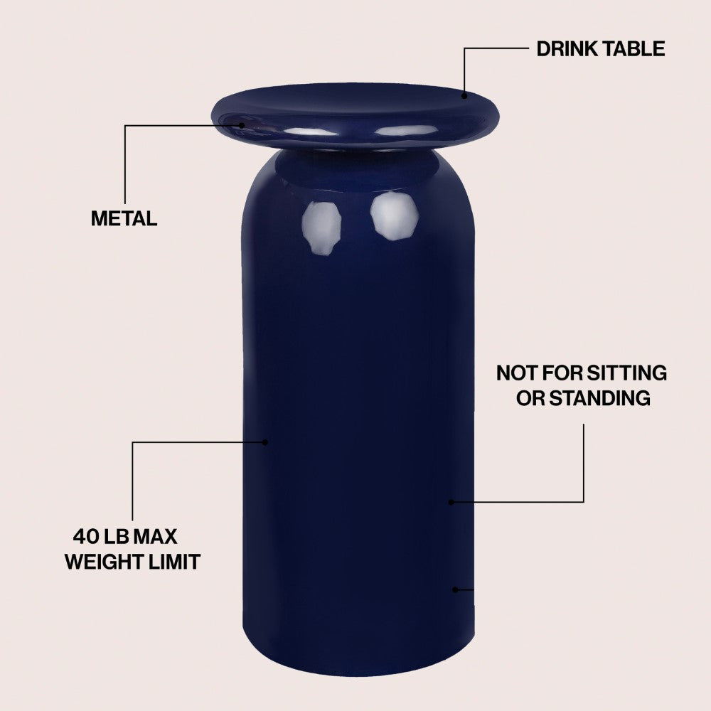 Glen 22.75" Mid-Century Modern Metal Sleek Cylinder Drink Table