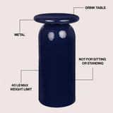 Glen 22.75" Mid-Century Modern Metal Sleek Cylinder Drink Table