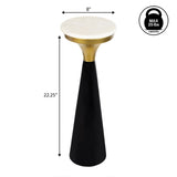 Dew 22.25" Mid-Century Glam Retro Metal Drink Table with Marble Top