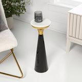 Dew 22.25" Mid-Century Glam Retro Metal Drink Table with Marble Top