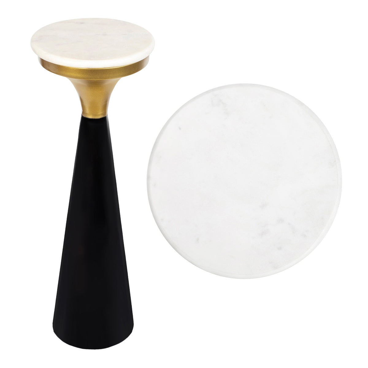 Dew 22.25" Mid-Century Glam Retro Metal Drink Table with Marble Top