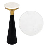 Dew 22.25" Mid-Century Glam Retro Metal Drink Table with Marble Top