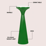 Dew 22.25" Mid-Century Glam Retro Metal Drink Table with Marble Top