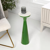 Dew 22.25" Mid-Century Glam Retro Metal Drink Table with Marble Top