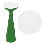 Dew 22.25" Mid-Century Glam Retro Metal Drink Table with Marble Top