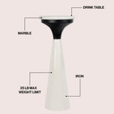 Dew 22.25" Mid-Century Glam Retro Metal Drink Table with Marble Top