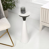Dew 22.25" Mid-Century Glam Retro Metal Drink Table with Marble Top