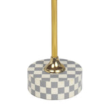 Falix 24" Art Deco Metal/Resin Checkerboard Round Drink Table
