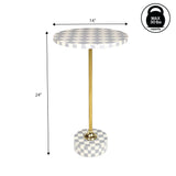 Falix 24" Art Deco Metal/Resin Checkerboard Round Drink Table