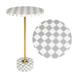 Falix 24" Art Deco Metal/Resin Checkerboard Round Drink Table