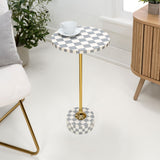 Falix 24" Art Deco Metal/Resin Checkerboard Round Drink Table