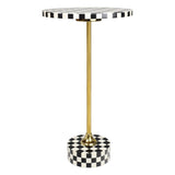 Falix 24" Art Deco Metal/Resin Checkerboard Round Drink Table