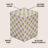 Tigran 18" Modern Bohemian Ceramic Tiled Rectangle End Table