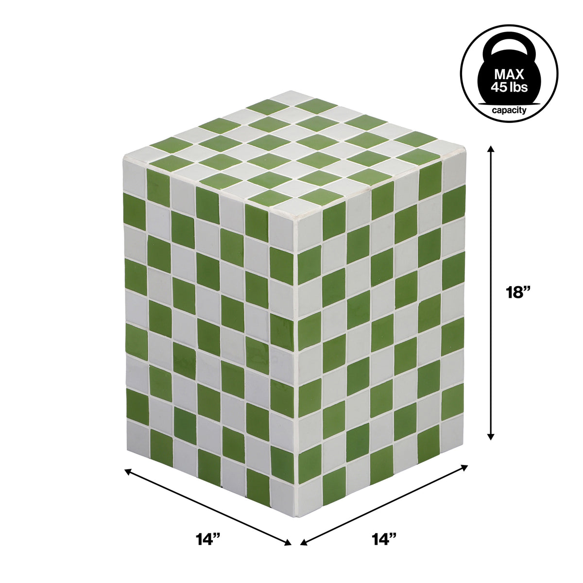 Tigran 18" Modern Bohemian Ceramic Tiled Rectangle End Table