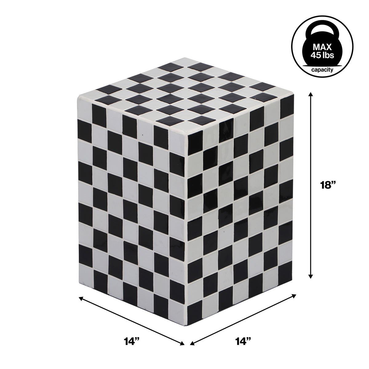 Tigran 18" Modern Bohemian Ceramic Tiled Rectangle End Table