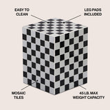 Tigran 18" Modern Bohemian Ceramic Tiled Rectangle End Table