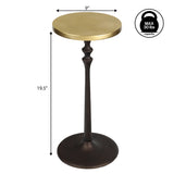 Orva 19.5" Art Deco Classic Pedestal Round Metal Drink Table and Decorative End Table