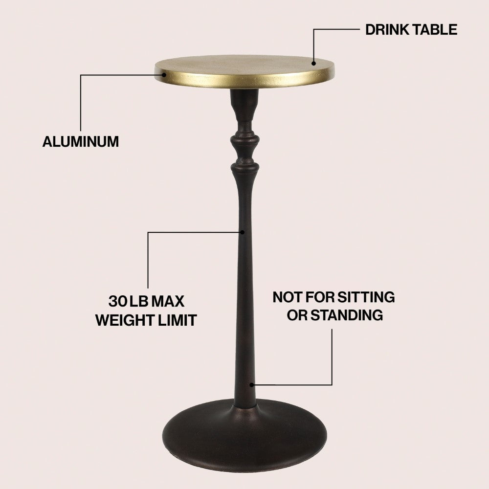 Orva 19.5" Art Deco Classic Pedestal Round Metal Drink Table and Decorative End Table