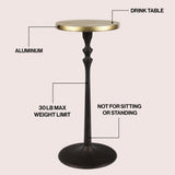 Orva 19.5" Art Deco Classic Pedestal Round Metal Drink Table and Decorative End Table