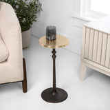 Orva 19.5" Art Deco Classic Pedestal Round Metal Drink Table and Decorative End Table