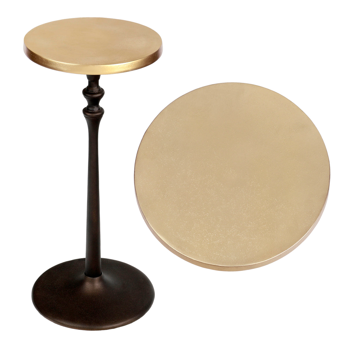 Orva 19.5" Art Deco Classic Pedestal Round Metal Drink Table and Decorative End Table