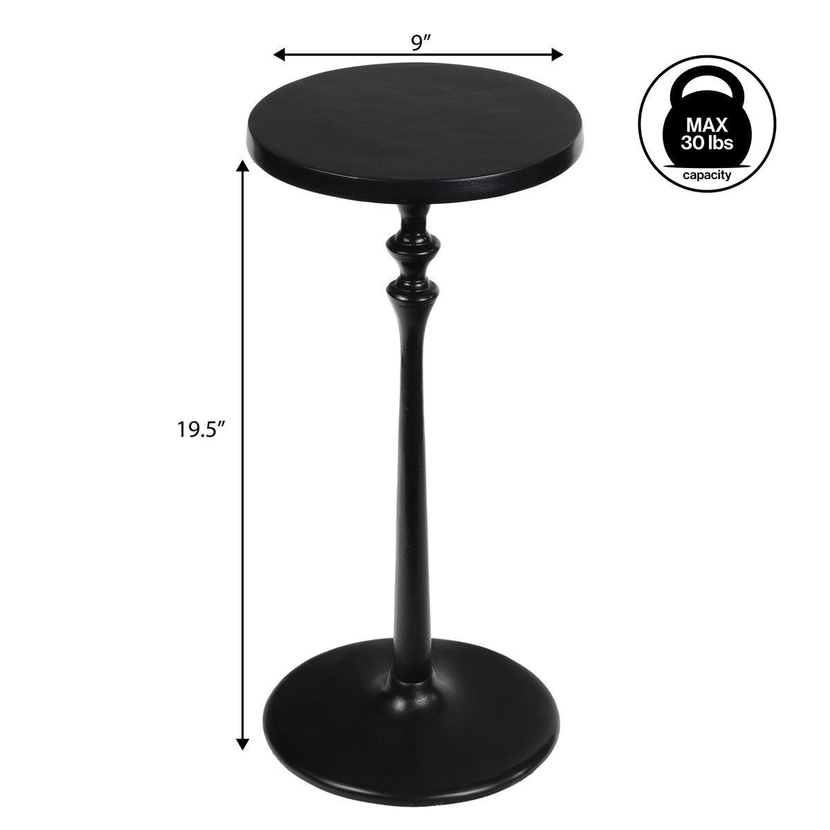 Orva 19.5" Art Deco Classic Pedestal Round Metal Drink Table and Decorative End Table