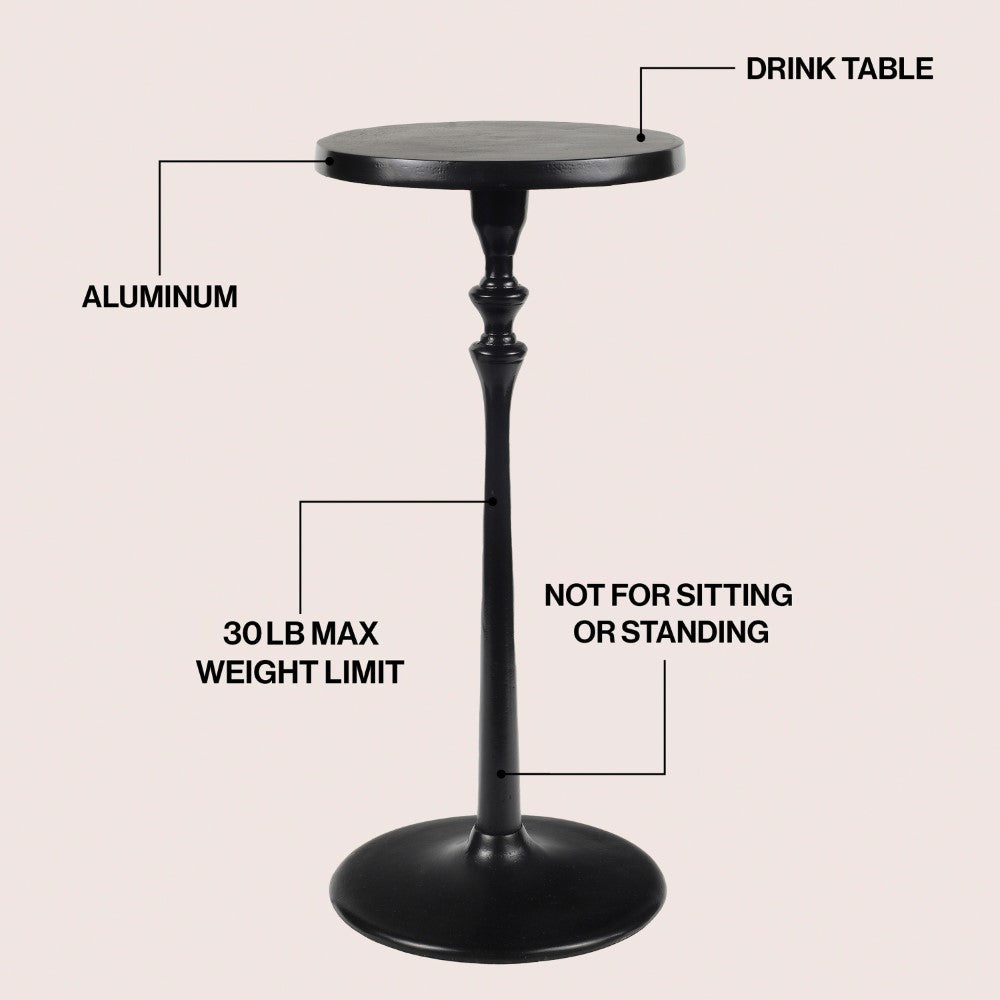 Orva 19.5" Art Deco Classic Pedestal Round Metal Drink Table and Decorative End Table
