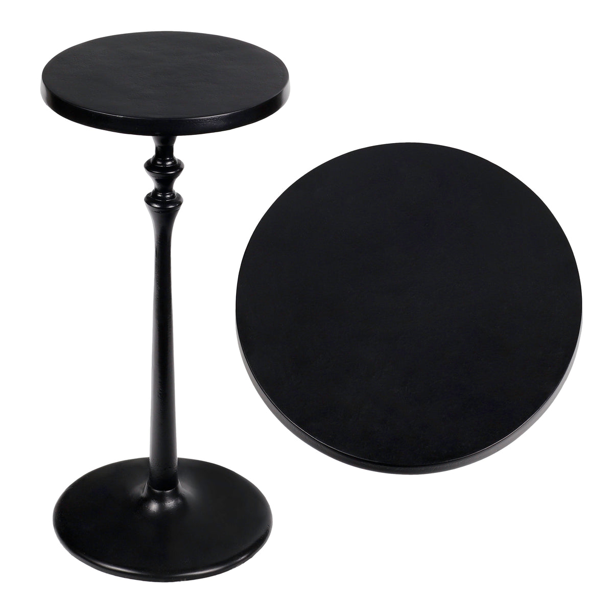 Orva 19.5" Art Deco Classic Pedestal Round Metal Drink Table and Decorative End Table