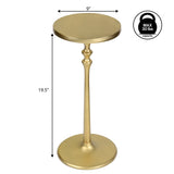 Orva 19.5" Art Deco Classic Pedestal Round Metal Drink Table and Decorative End Table
