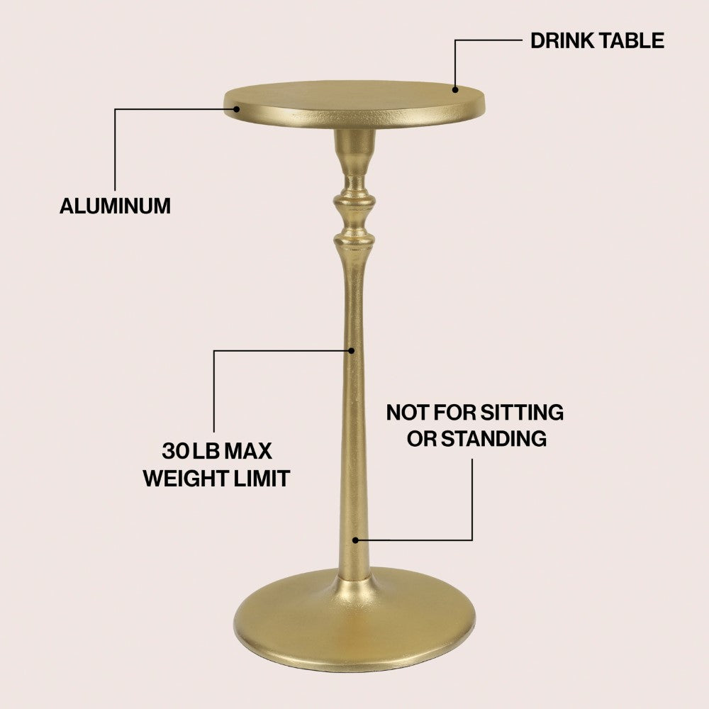 Orva 19.5" Art Deco Classic Pedestal Round Metal Drink Table and Decorative End Table