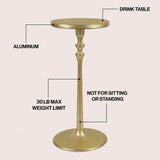 Orva 19.5" Art Deco Classic Pedestal Round Metal Drink Table and Decorative End Table