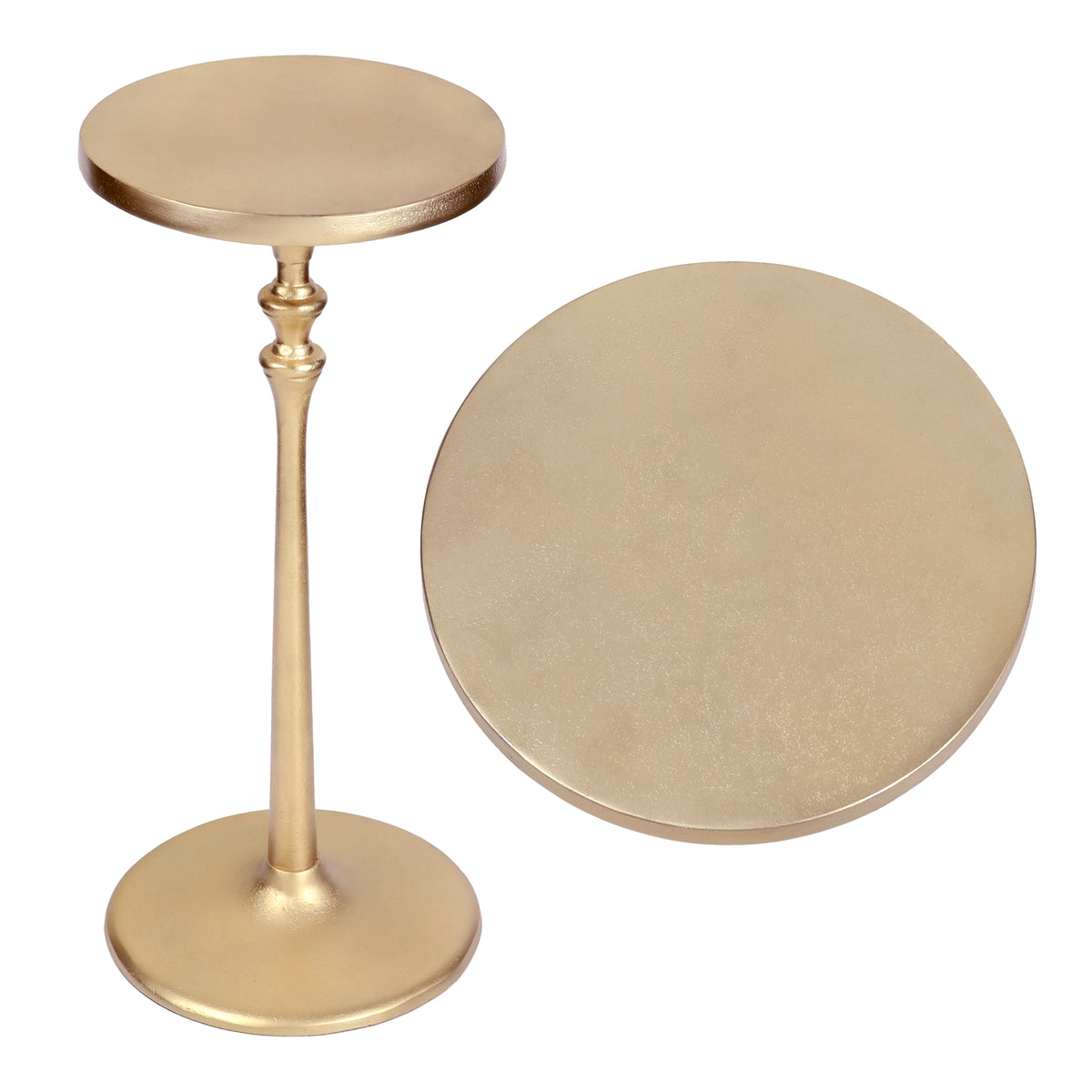 Orva 19.5" Art Deco Classic Pedestal Round Metal Drink Table and Decorative End Table