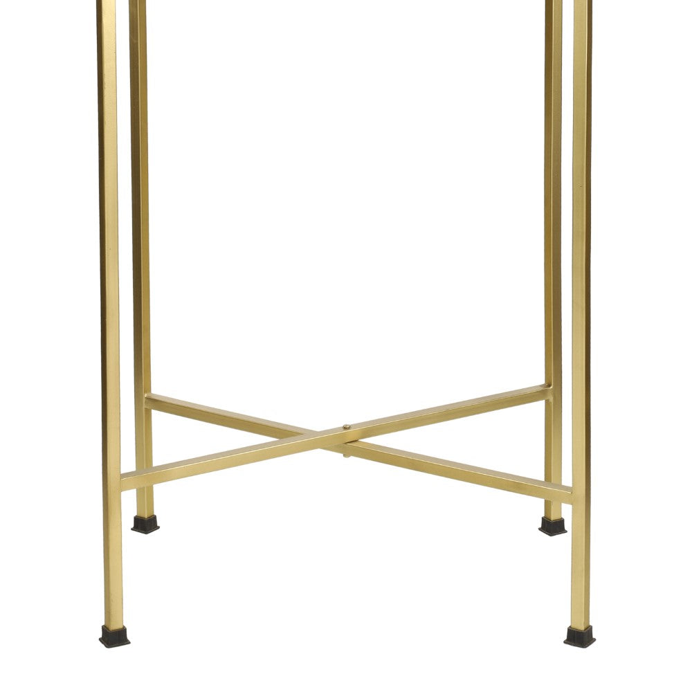 Verdae 26.25" Industrial Classic Metal Foldable Rectangular End Table and Side Table with Mirrored Removable Tray Top