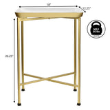 Verdae 26.25" Industrial Classic Metal Foldable Rectangular End Table and Side Table with Mirrored Removable Tray Top