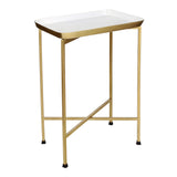 Verdae 26.25" Industrial Classic Metal Foldable Rectangular End Table and Side Table with Mirrored Removable Tray Top