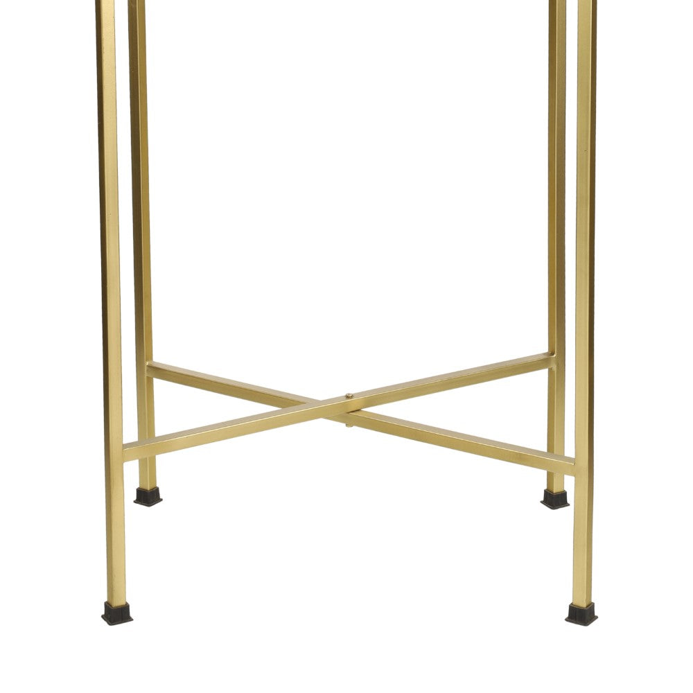 Verdae 26.25" Industrial Classic Metal Foldable Rectangular End Table and Side Table with Mirrored Removable Tray Top