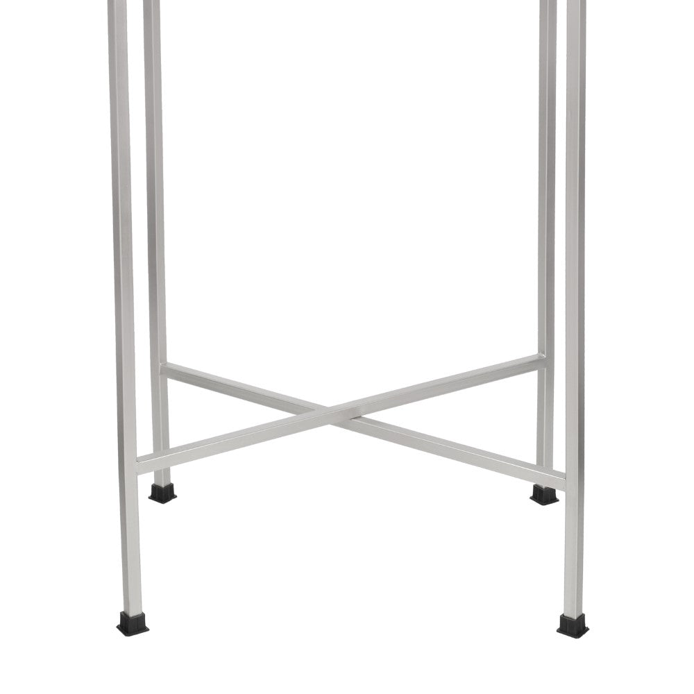 Verdae 26.25" Industrial Classic Metal Foldable Rectangular End Table and Side Table with Mirrored Removable Tray Top